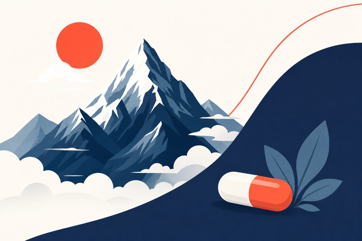 Editorial medical illustration representing Altitude Sickness Prevention