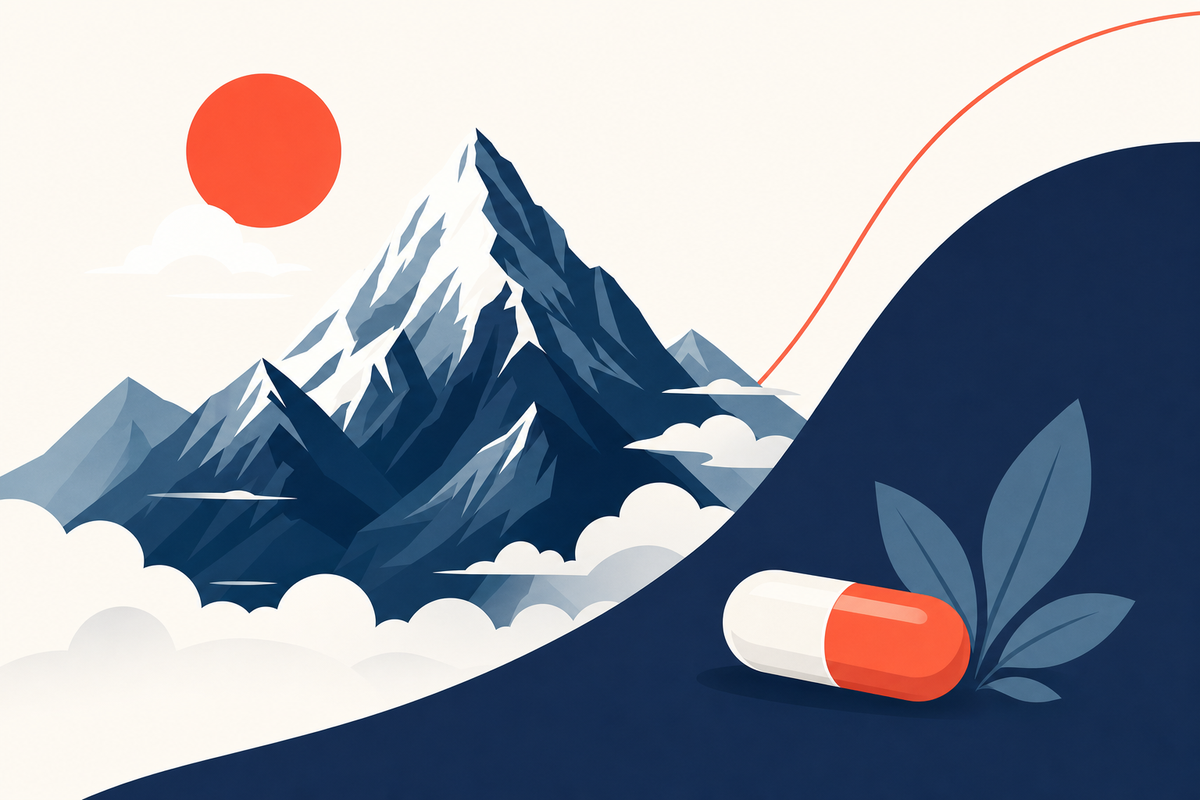 Editorial medical illustration representing Altitude Sickness Prevention