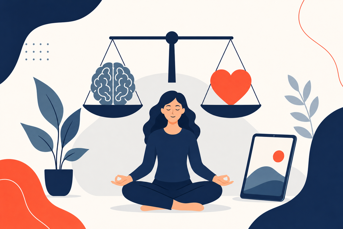 Editorial medical illustration representing Anxiety & Depression Medication Management