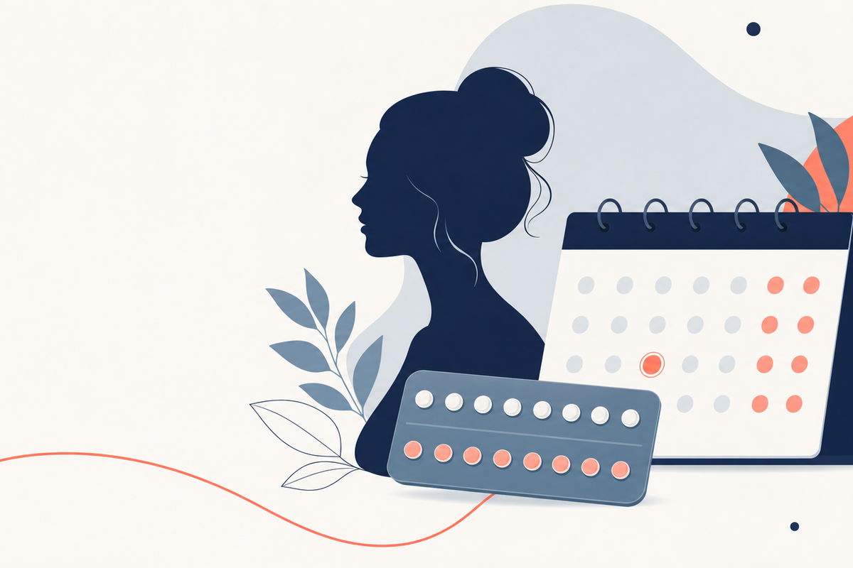 Editorial medical illustration representing Birth Control (Hormonal Contraception) Refills