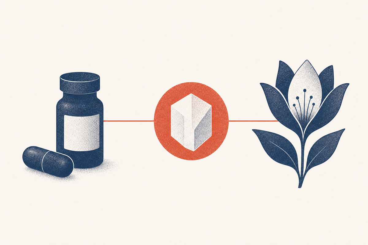 Editorial medical illustration representing boric acid for bacterial vaginosis
