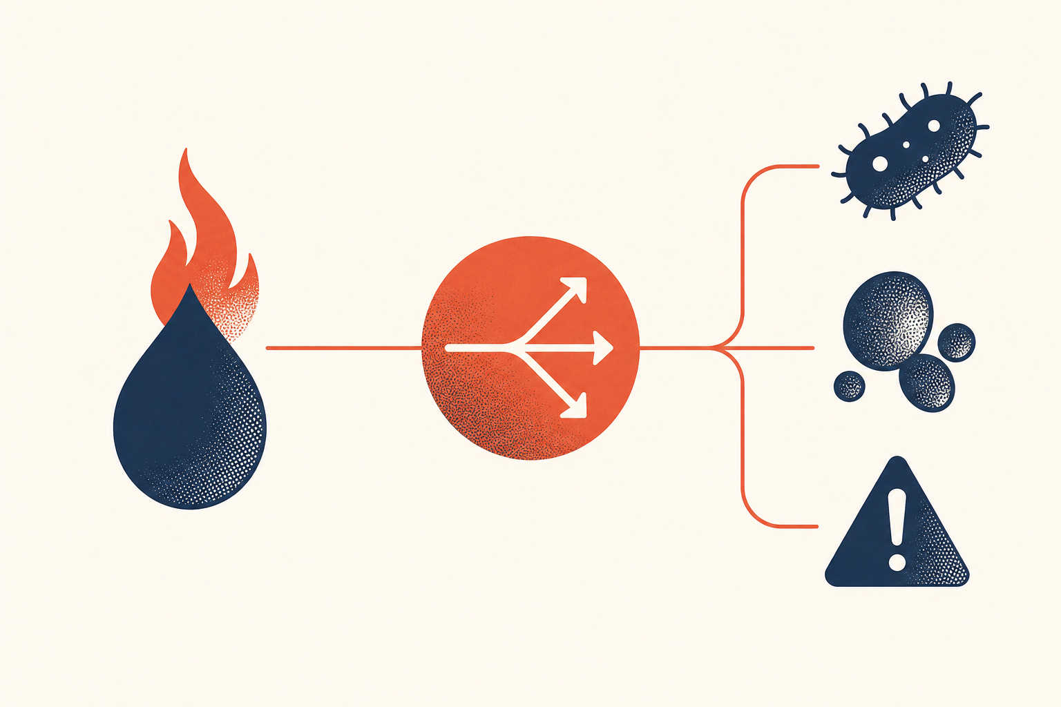 Editorial medical illustration representing burning or painful urination