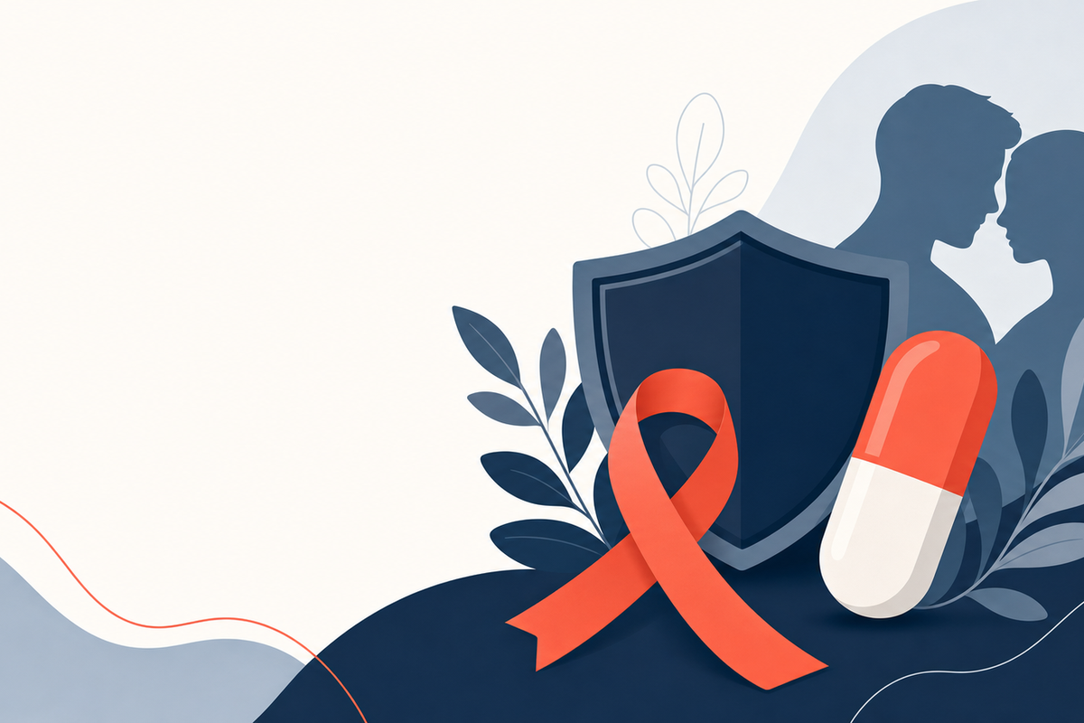 Editorial medical illustration representing Chlamydia