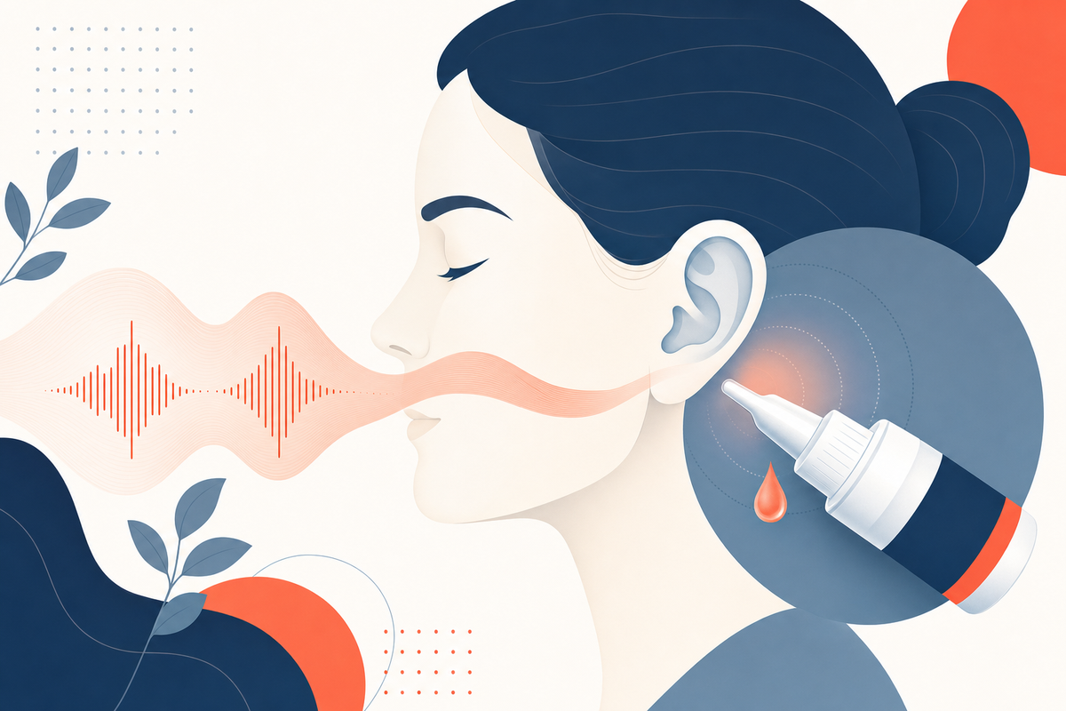 Editorial medical illustration representing Ear Infections