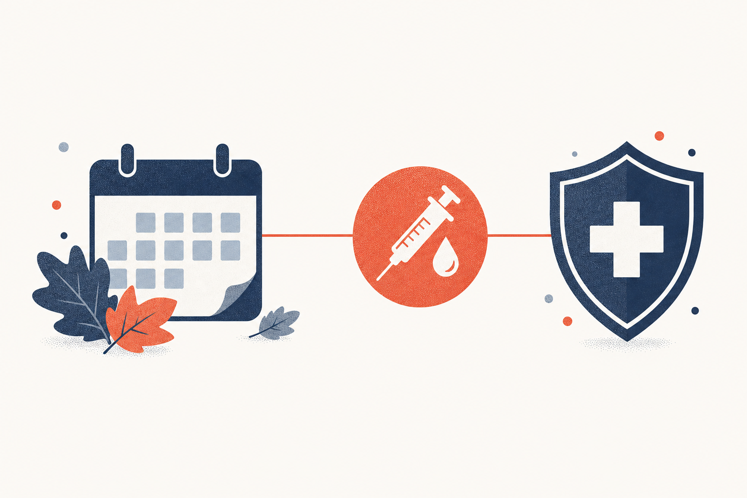 Editorial medical illustration representing flu season and vaccination