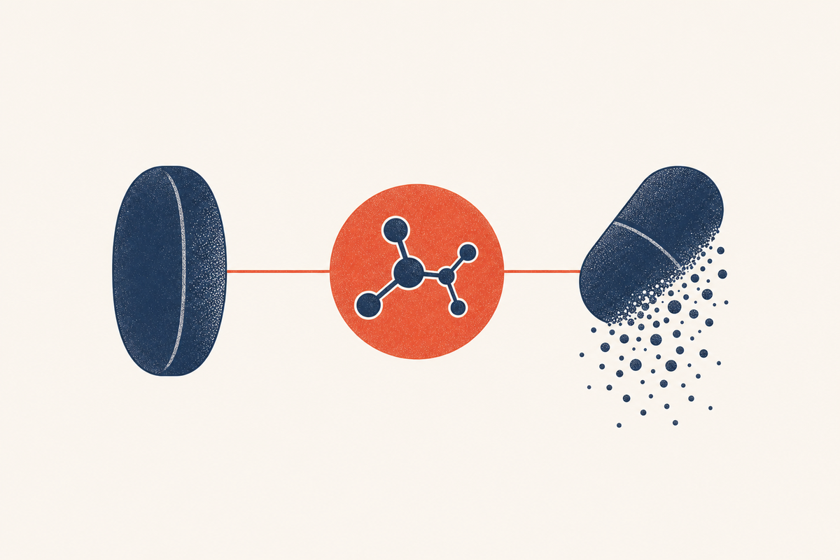 Editorial medical illustration representing oral fluconazole treatment for yeast infection