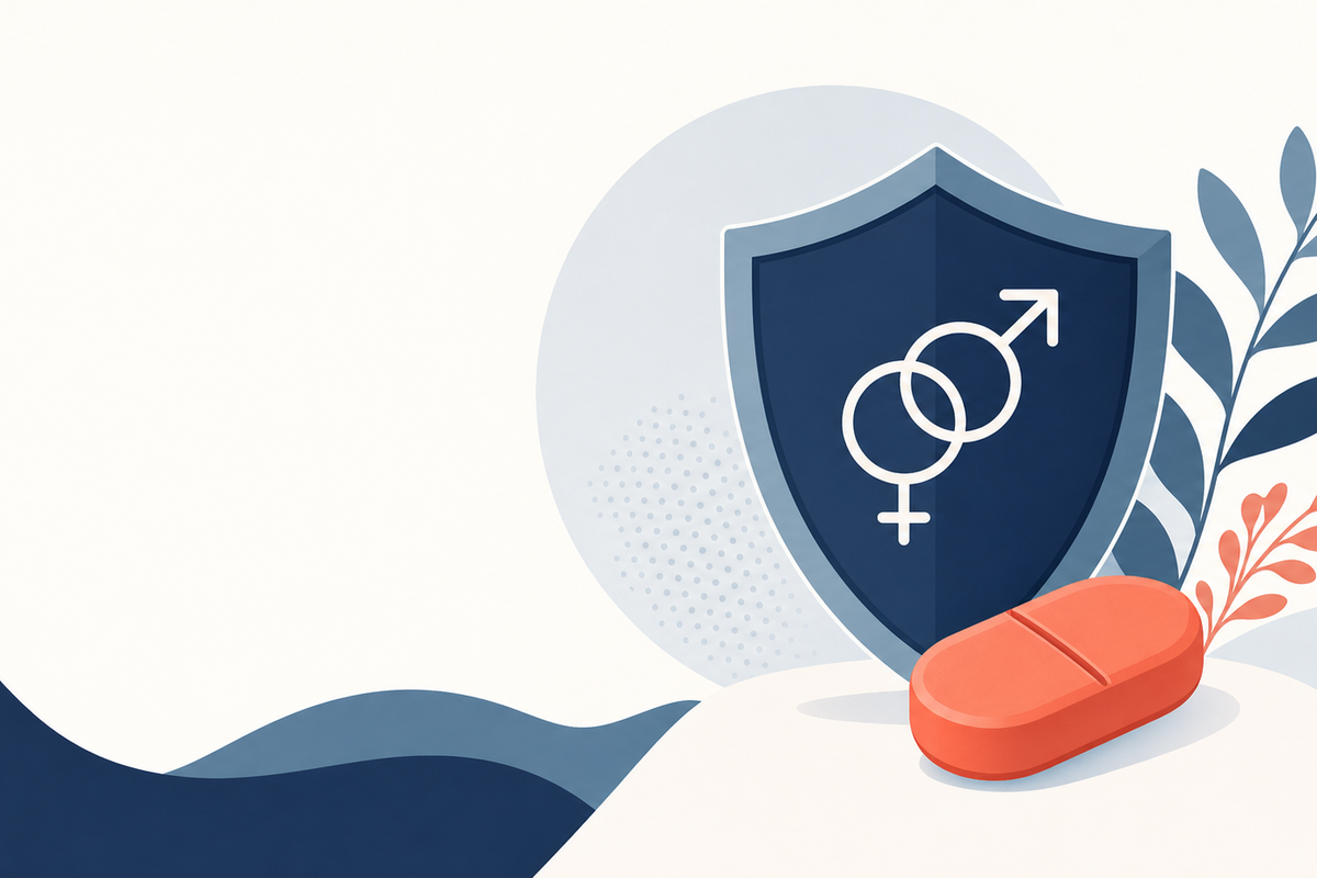 Editorial medical illustration representing Genital Herpes (HSV-2) Treatment Guide