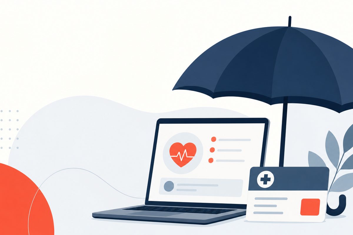 Editorial medical illustration representing Healthcare Options for Gig Workers Without Employer Insurance