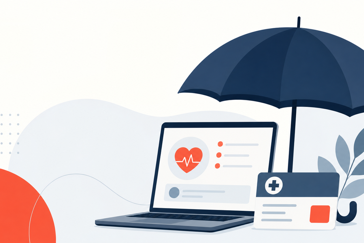 Editorial medical illustration representing Healthcare Options for Gig Workers Without Employer Insurance