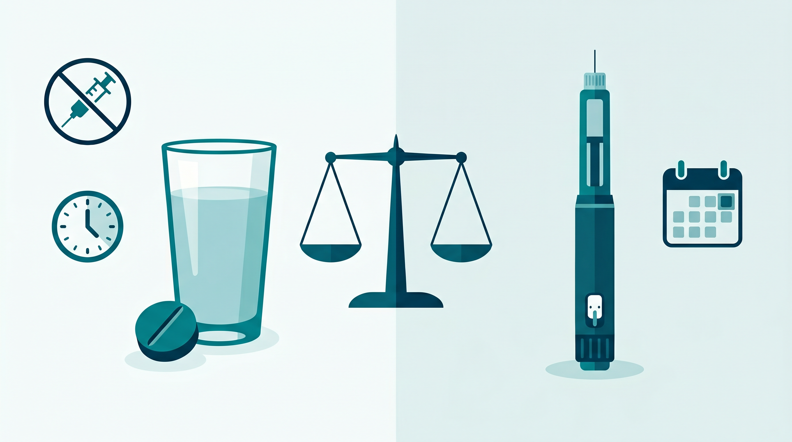 Comparison of oral GLP-1 pill option versus weekly injectable option