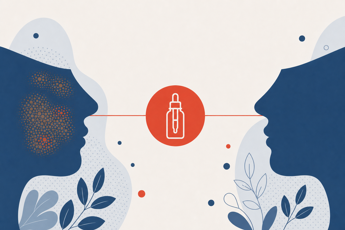 Editorial medical illustration representing Hydroquinone