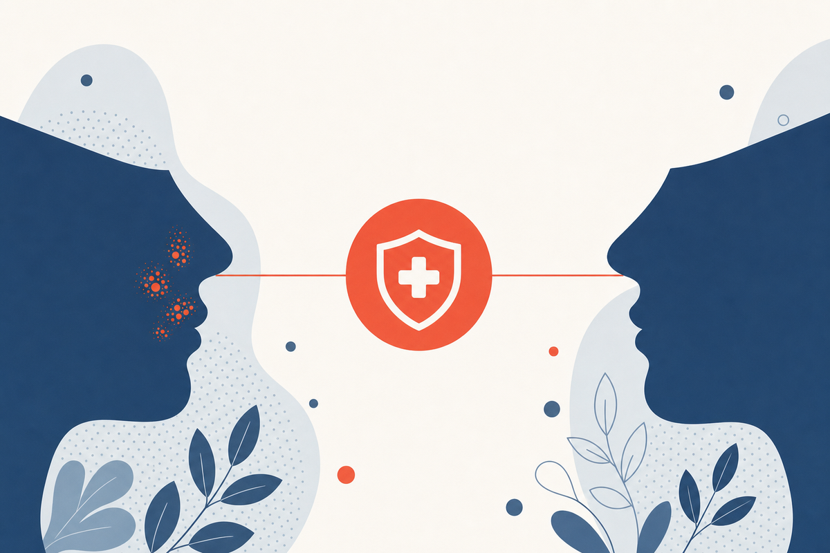 Editorial medical illustration representing Impetigo