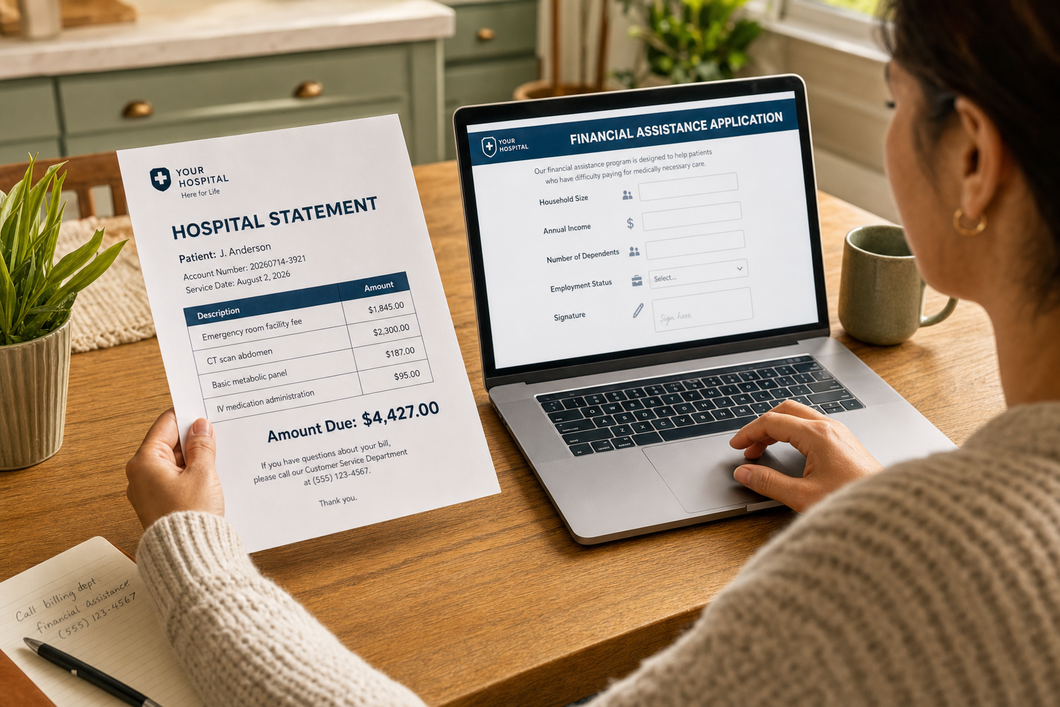 Illustration about financial help for medical bills