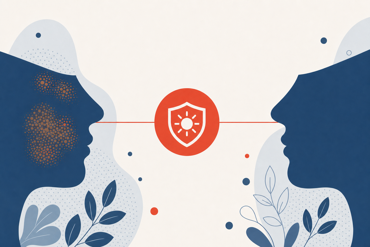 Editorial medical illustration representing Melasma