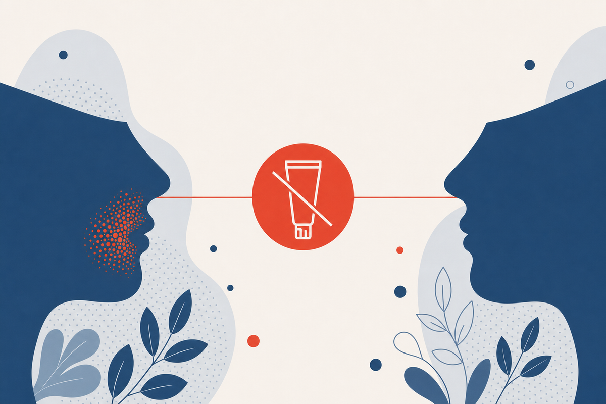 Editorial medical illustration representing Perioral Dermatitis