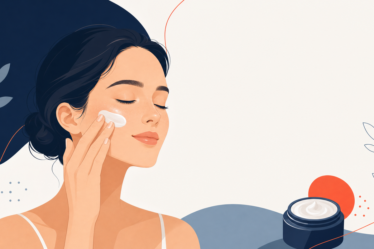 Editorial medical illustration representing Rosacea