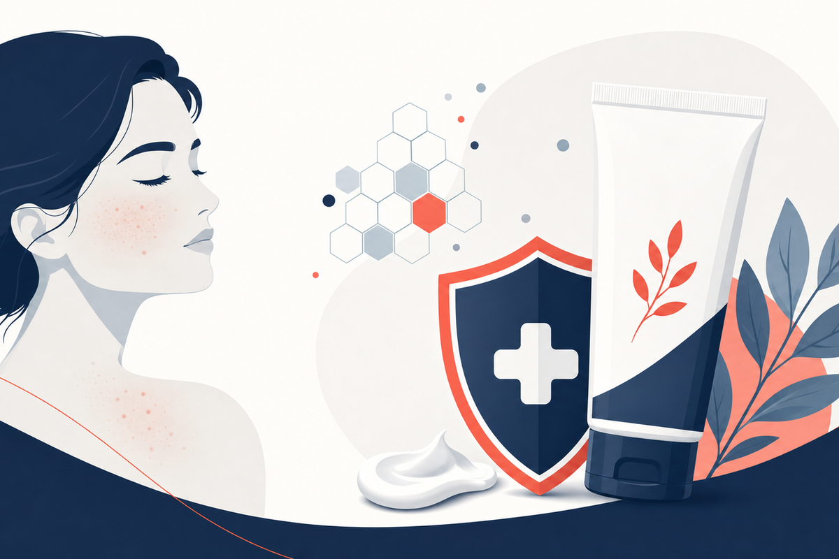 Editorial medical illustration representing Scabies