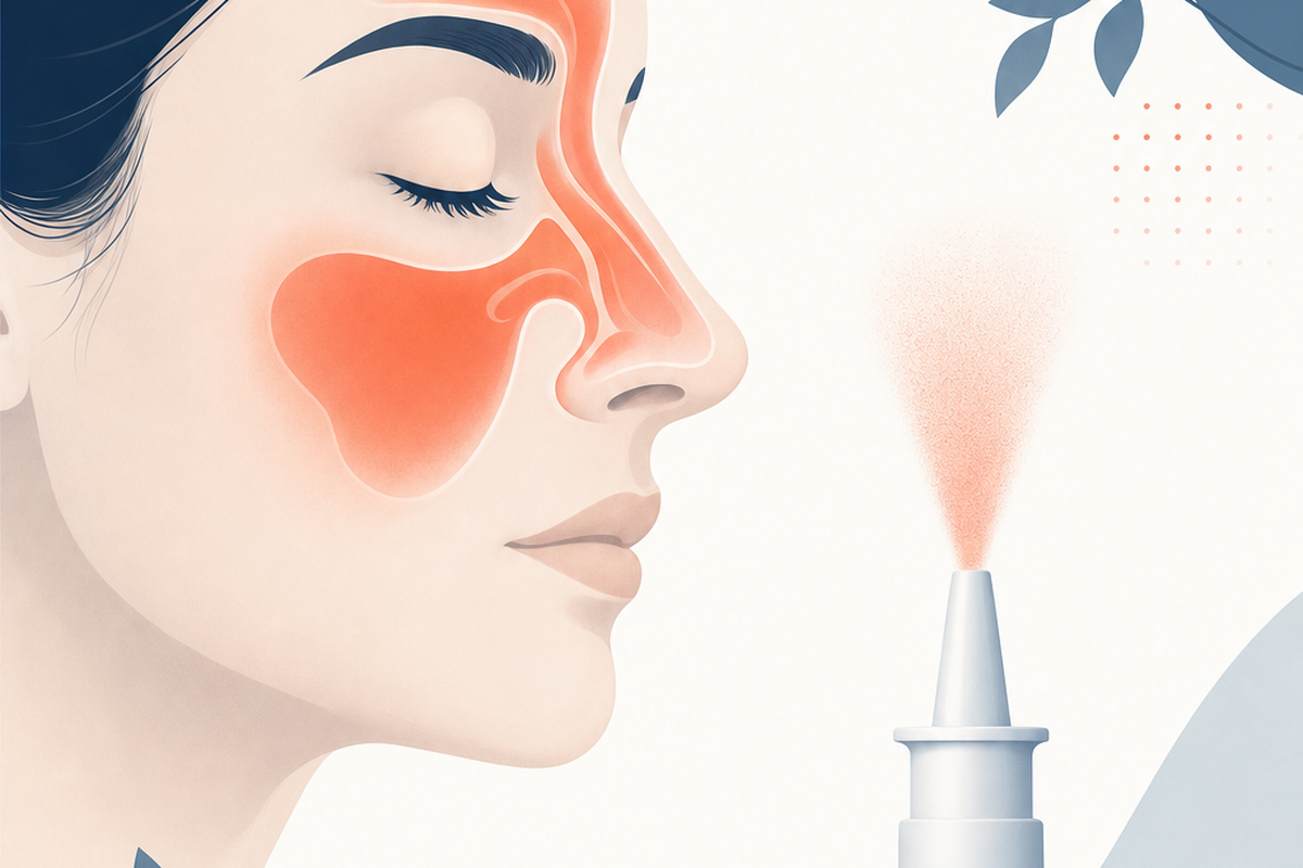 Editorial medical illustration representing acute sinusitis