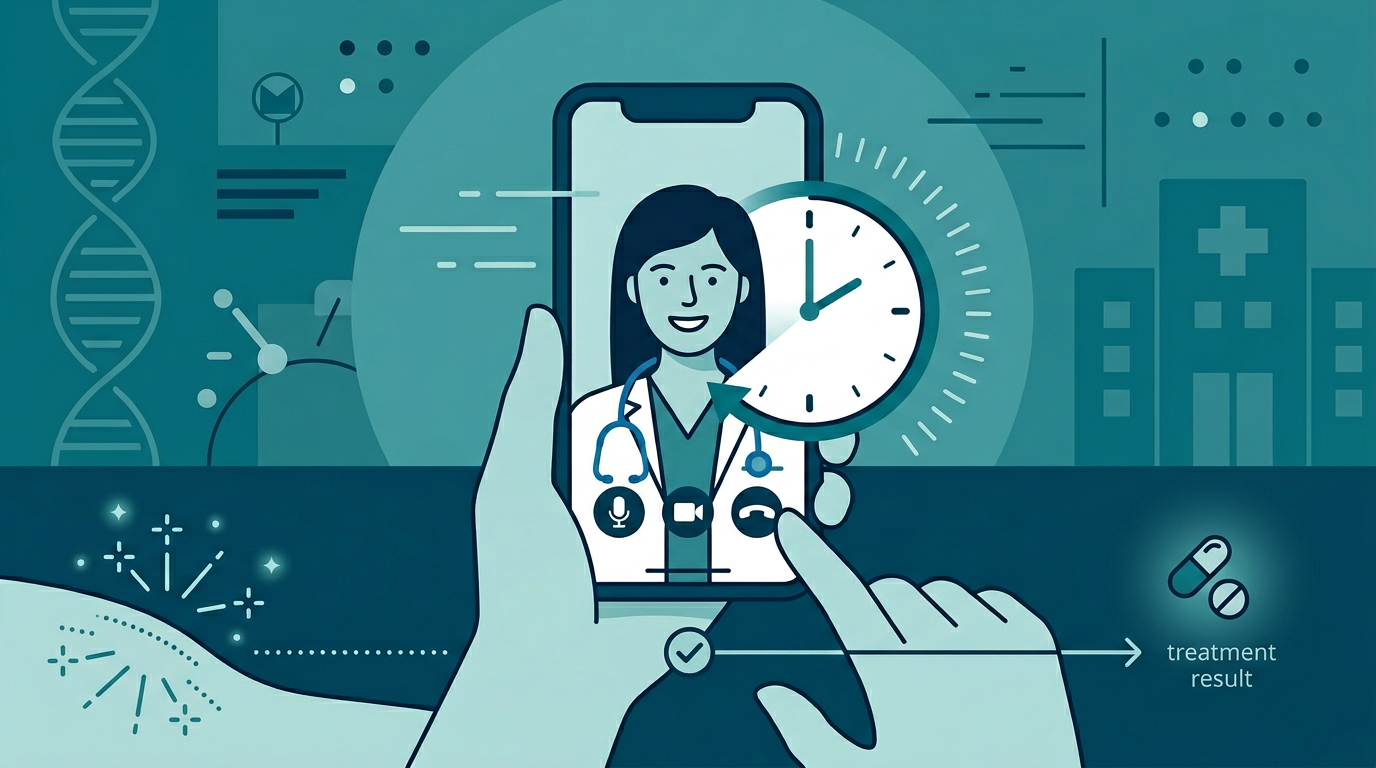 Patient at home consulting a physician via telehealth at the first prodrome tingling of a cold sore