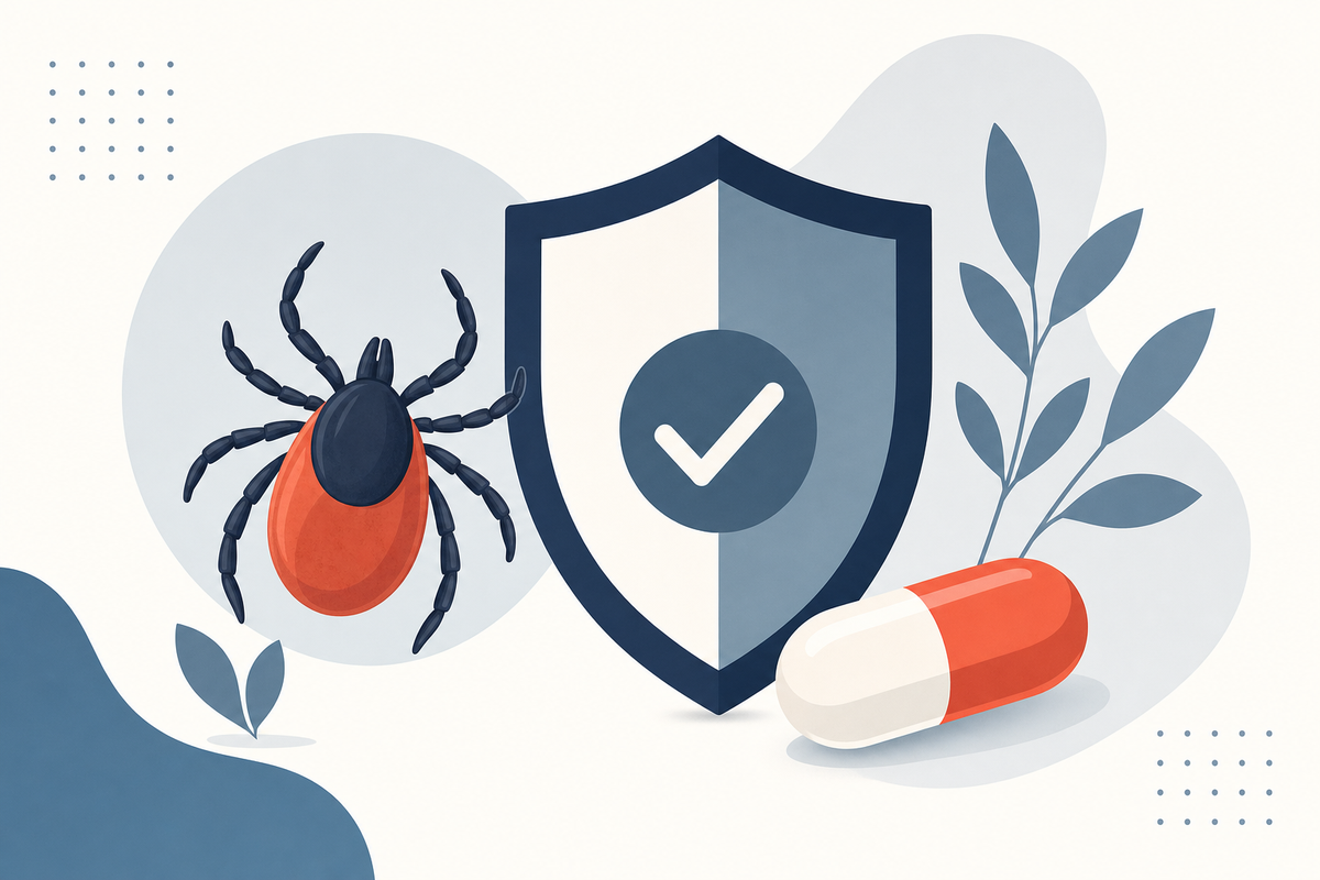 Editorial medical illustration representing Tick Bites